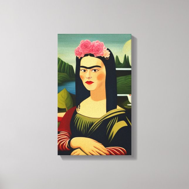 Impressão Em Tela Frida Kahlo como Mona Lisa (Frente)