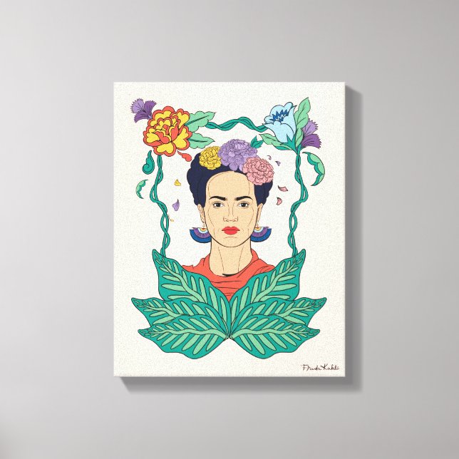 Impressão Em Tela Frida Kahlo Floral Frame Graphic (Frente)