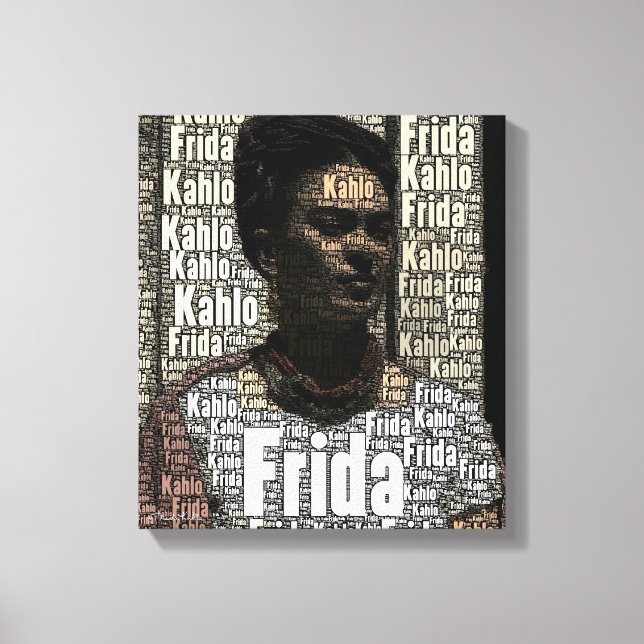Impressão Em Tela Frida Kahlo Lettering Portrait (Frente)
