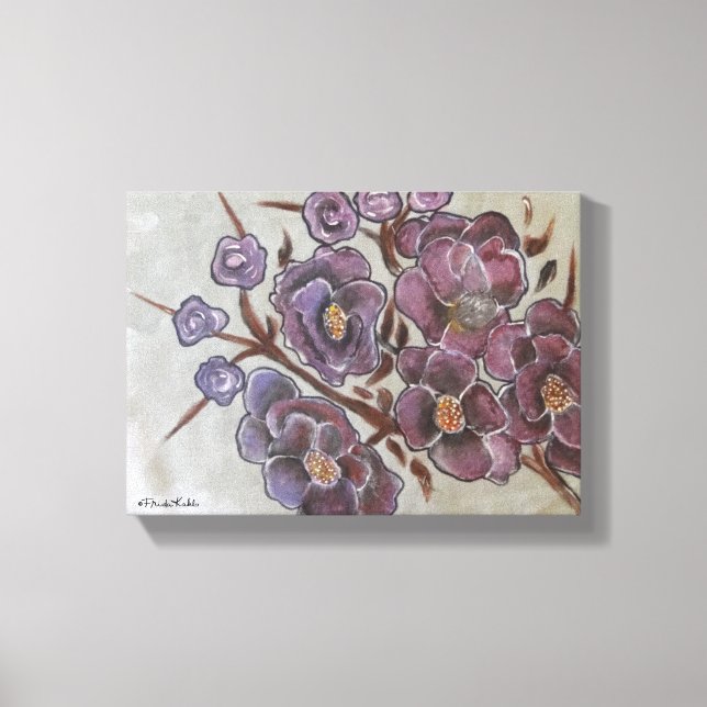 Impressão Em Tela Frida Kahlo Painted Flowers (Frente)