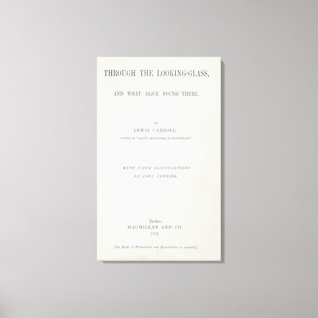 Impressão Em Tela Frontispício para "Alice Através do Espelho" (Frente)