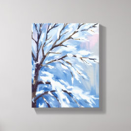 Impressão Em Tela Frosted Branches | Winter Snow Tree Painting