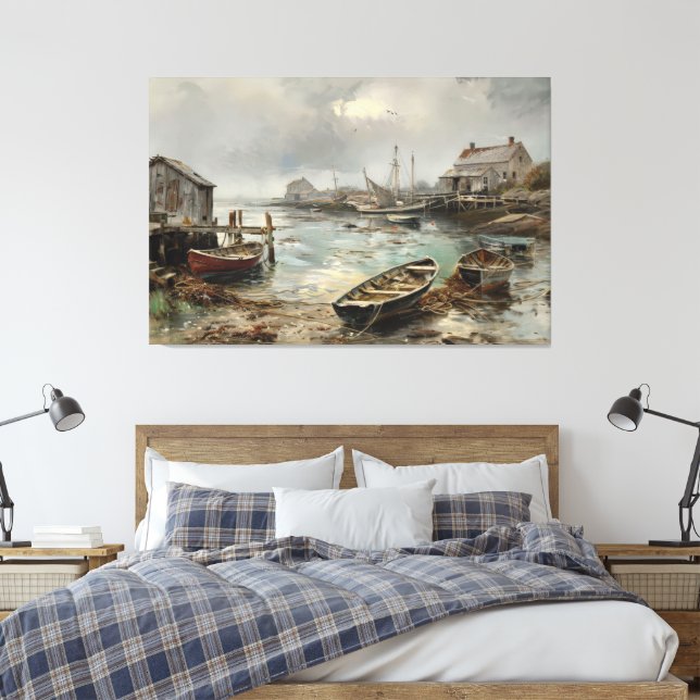 Impressão Em Tela Frota humilde: Aldeia Costeira (Insitu(Quarto))