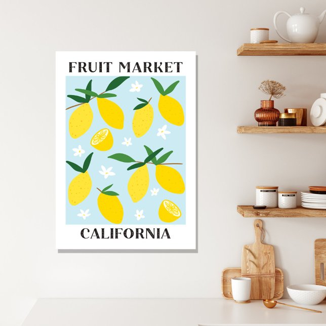 Impressão Em Tela Fruta Market California Yellow Lemon Comida (In situ boho interior)