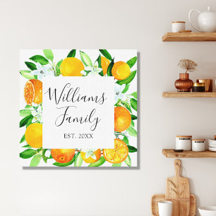 Impressão Em Tela Frutas e Flores Laranja Floral botânico de Verão