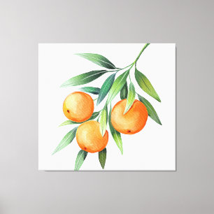 Impressão Em Tela Frutas Laranja De Aquarela: Ramais Isolados.