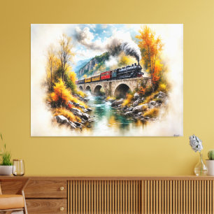 Impressão Em Tela Fuga Atemporal de Trem / Paisagem Outonal Pitoresc