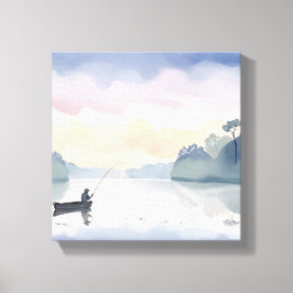 Impressão Em Tela Fui Pescar | Aquarela Tranquila do Lago Airy