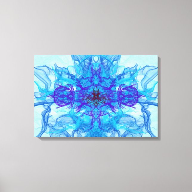 Impressão Em Tela FUMAÇA AZUL - Arte Fractal - (Frente)