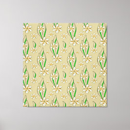 Impressão Em Tela Fundo branco monograma floral bege