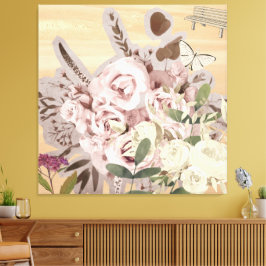 Impressão Em Tela Fundo floral monocromático