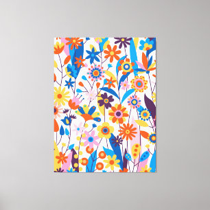 Impressão Em Tela Fundo Floral Multicolor Exótico-32939