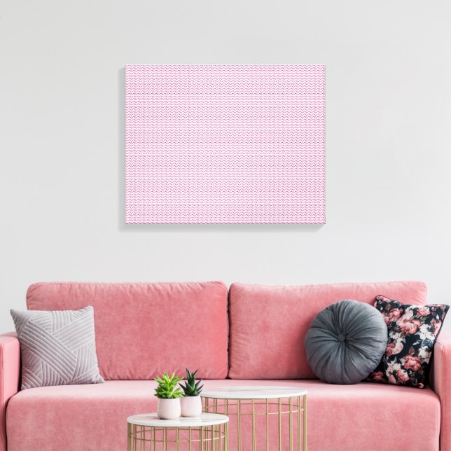 Impressão Em Tela fundo rosa e branco com linhas onduladas (Insitu(Sala de estar))