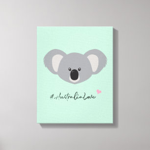 Impressão Em Tela Fundo verde Cuala Bear Austrália Amor