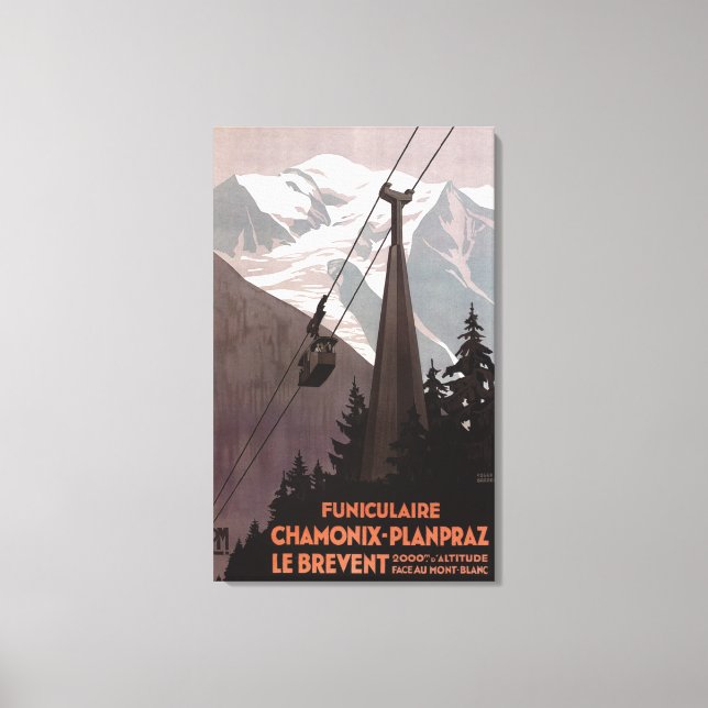 Impressão Em Tela Funiculaire Le Brevent Cable Car Poster (Frente)