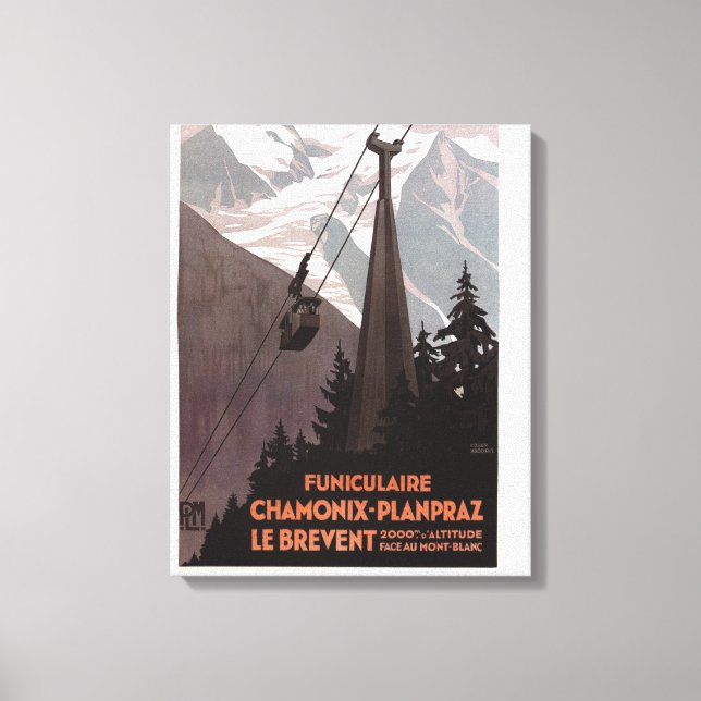 Impressão Em Tela Funiculaire Le Brevent Cable Car Poster (Frente)