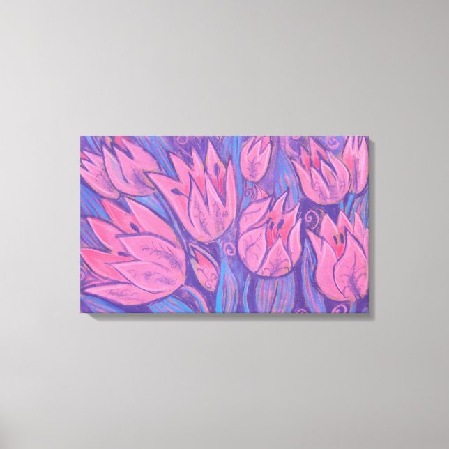 Impressão Em Tela Funky Tulips Flores Flores Pastéis Florais (Frente)