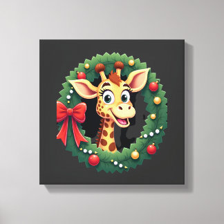Impressão Em Tela Funny Animal Giraffe Meme Face Festive Xmas T-Shir