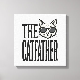 Impressão Em Tela Funny Catfather Vintage Cat Quote Graphic Shirt_1