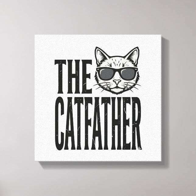 Impressão Em Tela Funny Catfather Vintage Cat Quote Graphic Shirt_1 (Frente)