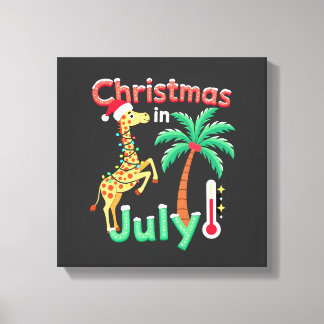 Impressão Em Tela Funny Christmas in July Shirt Santa Giraffe Palm T