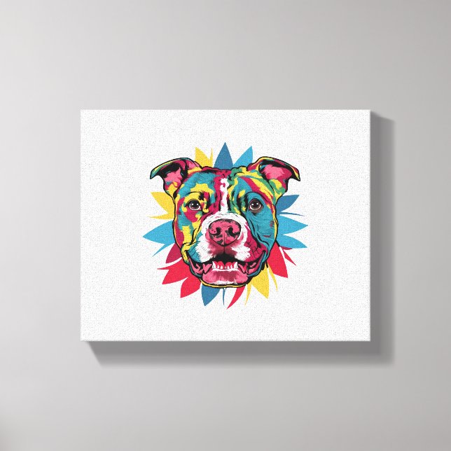 Impressão Em Tela funny colorful dog pitbull (Frente)