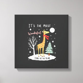 Impressão Em Tela Funny Giraffe The Most Wonderful Time Christmas T-