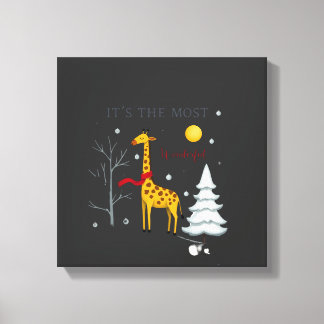 Impressão Em Tela Funny Giraffe The Most Wonderful Time Christmas T-