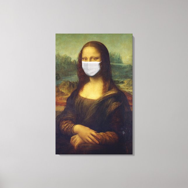 Impressão Em Tela Funny Monalisa Veste Máscara Facial Coronavírus (Frente)