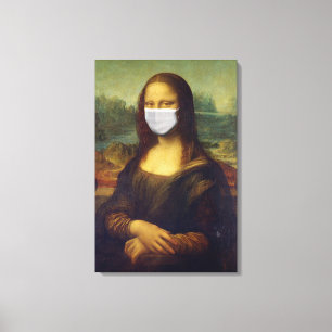 Impressão Em Tela Funny Monalisa Veste Máscara Facial de Coronavír