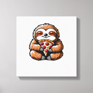 Impressão Em Tela Funny Sloth eating Pizza, Kawaii Animal Lover Clas