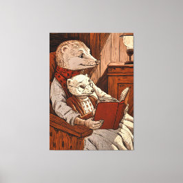 Impressão Em Tela Furet lisant un libre à un jeune furet