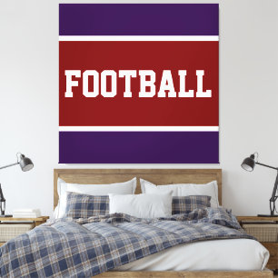 Impressão Em Tela FUTEBOL Texto Esportivo Listras Vermelho Roxo Prof