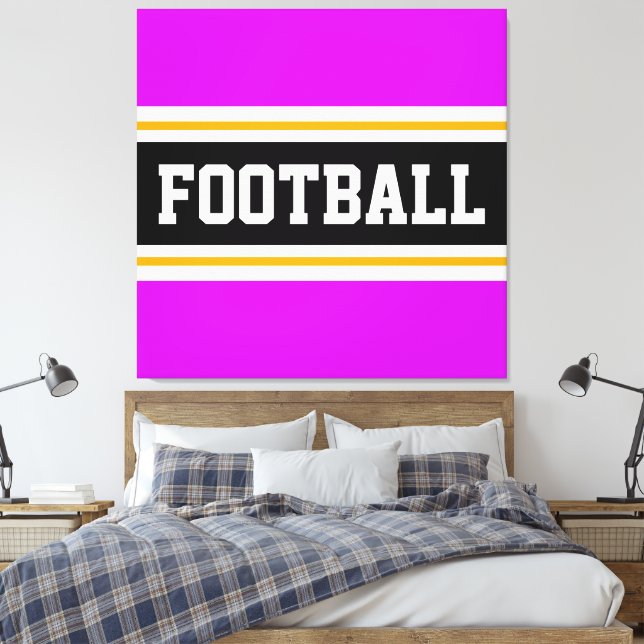 Impressão Em Tela FUTEBOL Vestido Preto Cor-de-Rosa, Estrias Amarela (Insitu(Quarto))