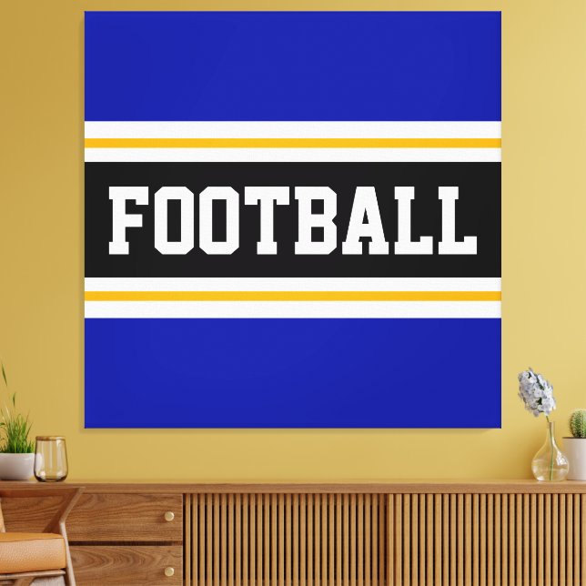 Impressão Em Tela FUTEBOL VíVIdo Azul Preto Esbranquiçado Amarelo (Insitu(Sala de estar))