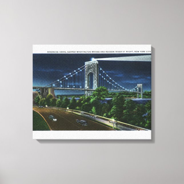 Impressão Em Tela G. Washington Bridge, Hudson à noite (Frente)