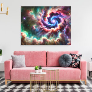 Impressão Em Tela Galáxia Colorida e Giratória com Nebulosa Radiante