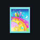 Impressão Em Tela Galeria de Pop de Artes do Rainbows e Estrelas do<br><div class="desc">Um retrô,  arte pop de um arco-íris,  estrelas,  sol com sotaques de corações,  espirais e borboletas - oh,  e uma lua! Brilhante e colorido! Escolha a cor da sua canvas de fundo!</div>