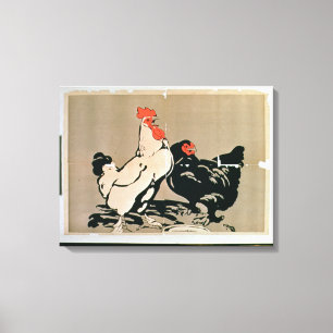 Impressão Em Tela Galo novo e galinha (litho da cor)