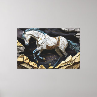 Impressão Em Tela Galopagem de Cavalo na Tela das Rochas