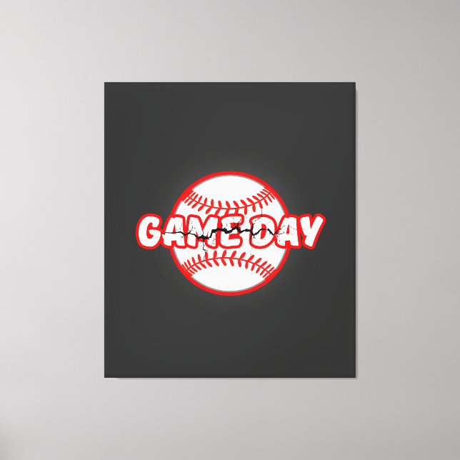 Impressão Em Tela Game Day Cracked Baseball Sports Graphic (Frente)