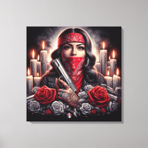 Impressão Em Tela Gangster Girl Hip Hop gráfico chicano
