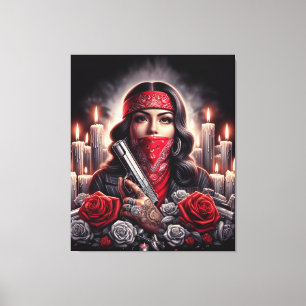 Impressão Em Tela Gangster Girl Hip Hop gráfico chicano