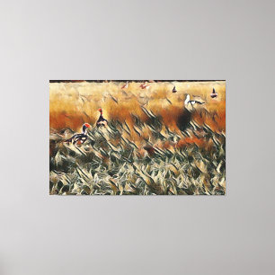 Impressão Em Tela Gansos e Patos Vagam Arte