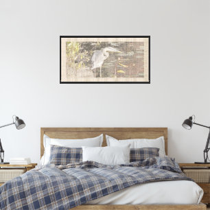 Impressão Em Tela Garça Azul Grande com Borda de Linen & Sage