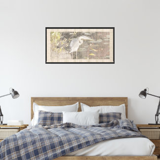 Impressão Em Tela Garça Azul Grande com Borda de Linen & Sage