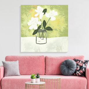 Impressão Em Tela Gardenia Flores Bloomias Fundo Personalizado