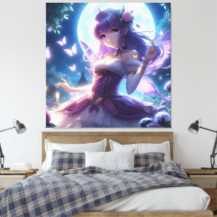 Impressão Em Tela Garota Anime Asa de Borboleta Violeta Fada da Lua