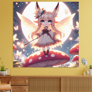 Impressão Em Tela Garota Anime Pixie Hippie Lua Fada