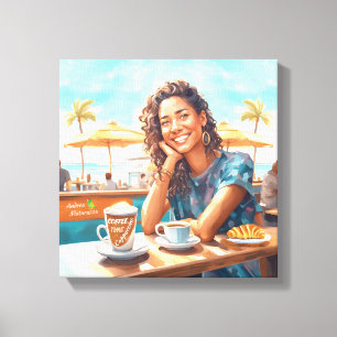 Impressão Em Tela Garota com café
